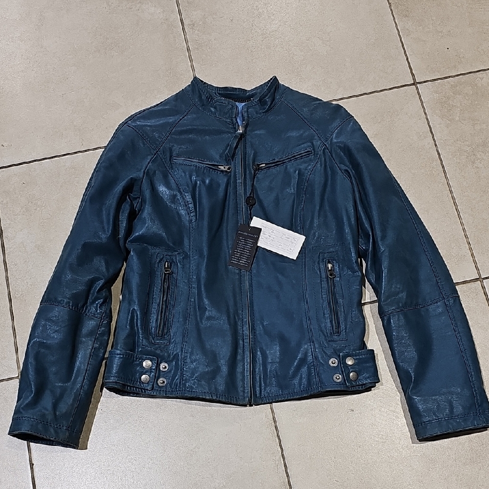 Vera Pelle Teal Leather Jacket